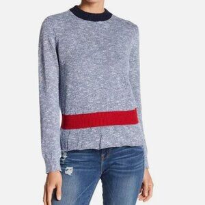 Frame Contrast blue bell Peplum Sweater size Small